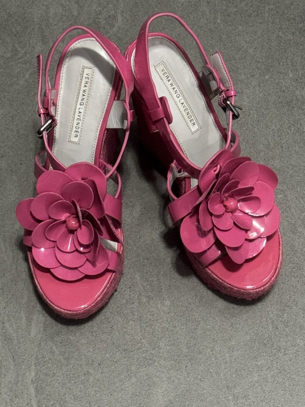 Vera Wang Lavender Penny Pink Floral Espadrille Wedges Size 8M - Worn Once